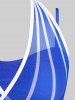 Maillot de Bain Tankini Matelassé Courbe à Imprimé Etoile Panneau en Maille en Blocs de Couleurs de Grande Taille - Bleu 2X