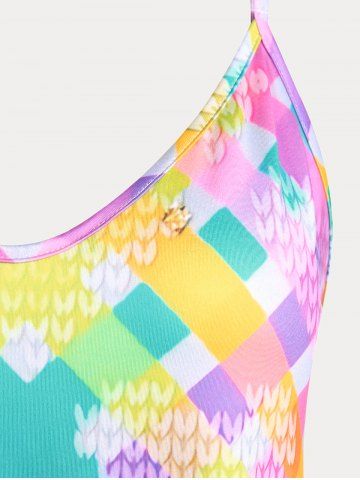 Plaid Heart Print Plus Size & Curve Tank Top