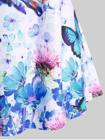 Floral Butterfly Print Plus Size & Curve Tee