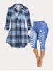 Timeless Plaid Tunic Top and 3D Printed Leggings Plus Size Bundle -  