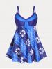 Floral Print Plus Size & Curve Modest Swim Dress Set -  