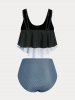 Plus Size & Curve Dot Printed Padded Ruched Tummy Control Tankini Swimsuit -  