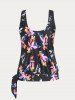 Floral Print Tie Side High Waist Plus Size & Curve Modest Tankini Swimsuit -  