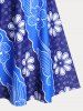 Ensemble de Robe de Bain Tankini Modeste Courbe à Imprimé Floral Grande-Taille - Bleu 4X