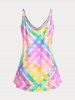 Plaid Heart Print Plus Size & Curve Tank Top -  