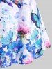 Floral Butterfly Print Plus Size & Curve Tee -  