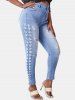 Plus Size Faded Ripped Destroyed Skinny Jeans -  