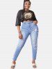 Plus Size Faded Ripped Destroyed Skinny Jeans -  