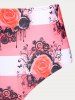 Flounced Rose Print High Waist Plus Size & Curve Tankini Swimsuit -  