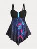 Plus Size & Curve Rose Print Padded Modest Tankini  Swimsuit -  
