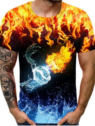 Fire And Water Fist Print Short Sleeve T-shirt