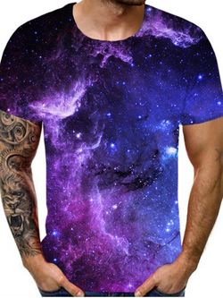 T-shirt à Imprimé Galaxie à Manches Courtes - MULTI - 3XL