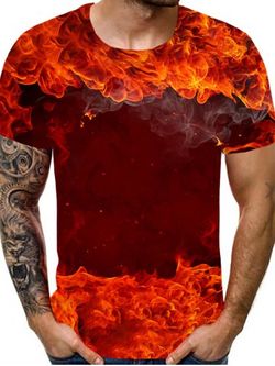 Camiseta Casual de Estampado de Flama con Mangas Cortas - MULTI - 2XL