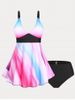 Plus Size & Curve Plunging Neck Ombre Padded Modest Tankini  Swimsuit -  