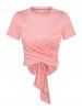 Heathered Surplice Bowknot Top And Rose Butterfly Skirt -  