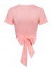 Heathered Surplice Bowknot Top And Rose Butterfly Skirt -  
