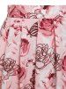 Heathered Surplice Bowknot Top And Rose Butterfly Skirt -  