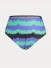 Plus Size & Curve Lace Up Backless Colorblock Halter Handkerchief Tankini Swimsuit -  
