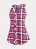 Plus Size & Curve Plaid Racerback Tunic Top with Buttons -  