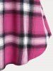 Plus Size & Curve Plaid Racerback Tunic Top with Buttons -  
