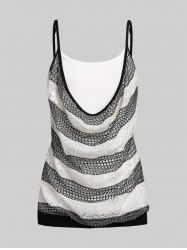 Cowl Front Lace Overlay Plus Size & Curve Tank Top -  