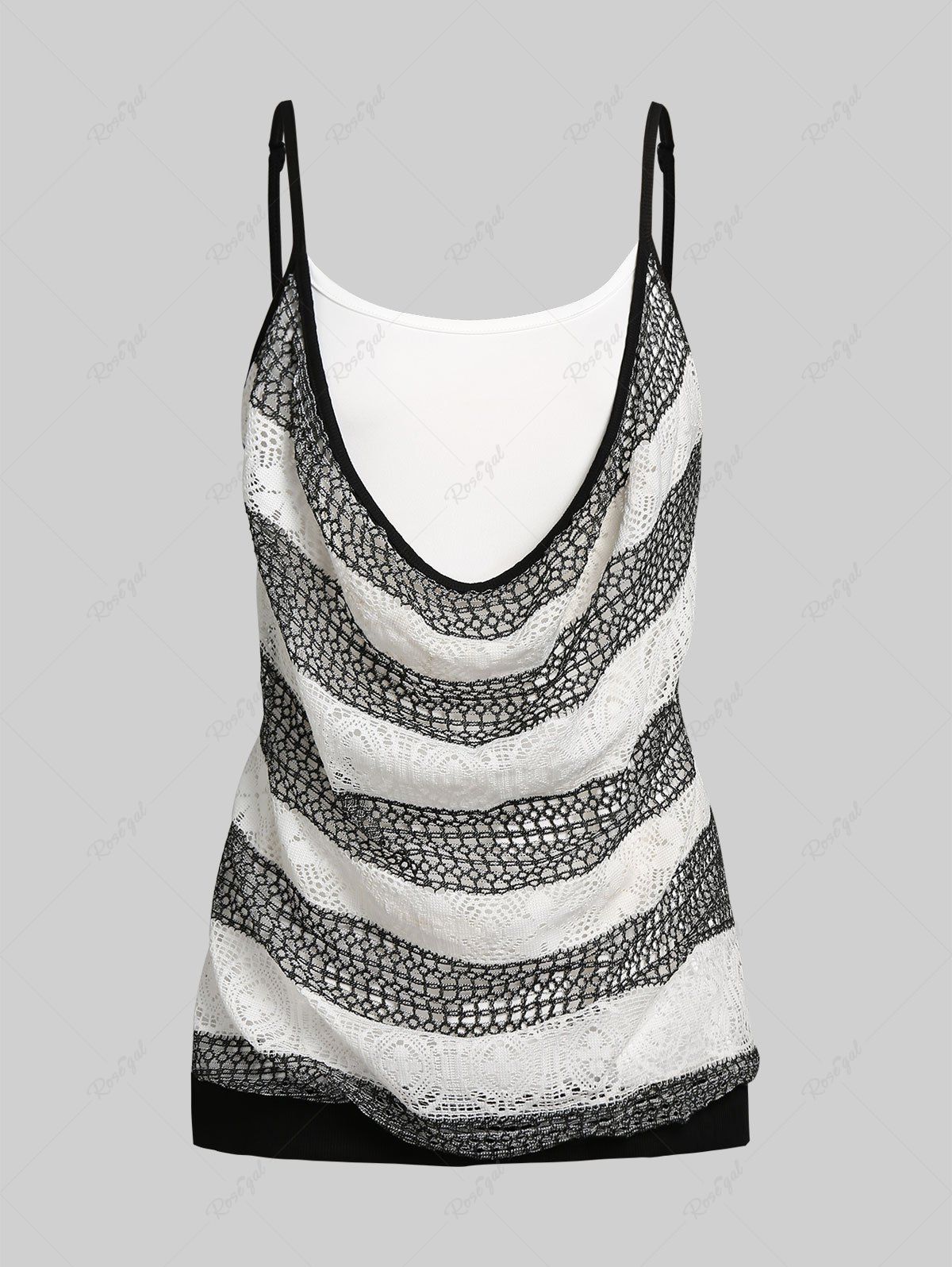 Buy Cowl Front Lace Overlay Plus Size & Curve Tank Top  