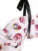 Tie Shoulder Flower Print A Line Dress -  