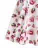Robe Ligne A à Imprimé Fleur à Epaule Nouée - Blanc L
