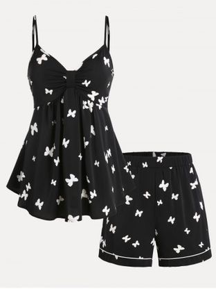 Plus Size & Curve Butterfly Knot Cami Top and Shorts Pajamas Set