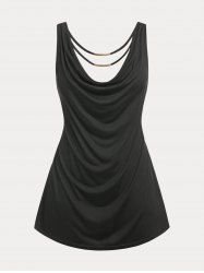 Plus Size & Curve Backless Draped Ladder Solid Tunic Top -  