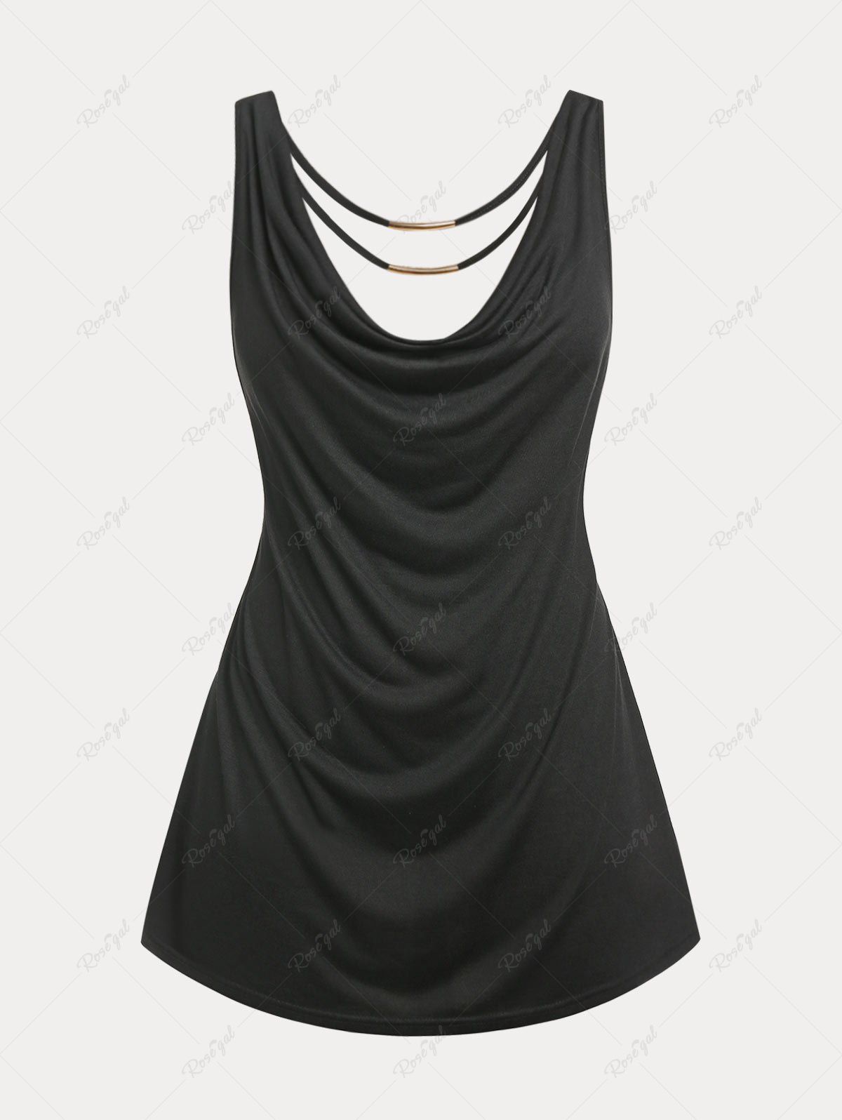 Fancy Plus Size & Curve Backless Draped Ladder Solid Tunic Top  