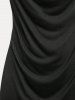 Haut Tunique Drapé sans Dos en Couleur Unie Grande Taille - Noir M | US 10