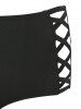 Plaid Bat Print Flounce Tankini Swimwear -  
