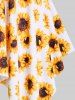 Handkerchief Sunflower Print Cinched Plus Size & Curve Modest Tankini  Swimsuit -  