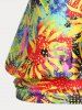 Plus Size & Curve Sunflower Colorblock Padded Blouson Modest Tankini  Swimsuit -  