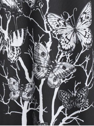Branch Butterfly Print Plus Size Tee