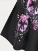 Floral Butterfly Print Plus Size Tunic T-shirt -  
