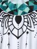 Maillot de Bain Tankini Croisé Imprimé à Volants avec Strass - Vert clair XXXL
