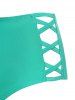 Maillot de Bain Tankini Croisé Imprimé à Volants avec Strass - Vert clair XXXL