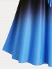 Maillot de Bain Tankini Courbé en Couleur Ombrée Imprimé Grande Taille - Bleu 1X