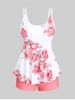 High Waist Rose Print Plus Size & Curve Modest Tankini Swimsuit -  