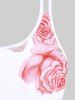 Maillot de Bain Tankini Modeste Courbe à Imprimé Rose à Taille Haute Grande Taille - Rose clair 4X