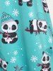 Haut à Bretelle à Imprimé Pandas et Flocons de Neige Style Courbe Grande-Taille - Vert clair 5XL