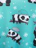 Haut à Bretelle à Imprimé Pandas et Flocons de Neige Style Courbe Grande-Taille - Vert clair 5XL