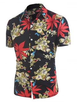 Allover Flower Print Hawaii Shirt - MULTI - S