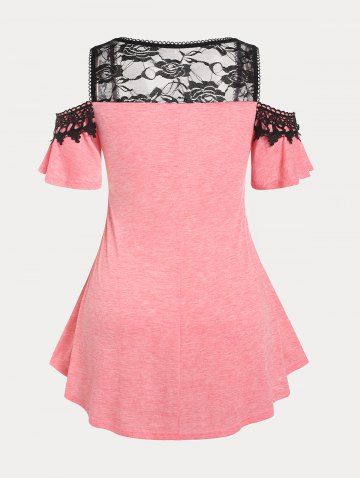 Lace Panel Cold Shoulder Plus Size & Curve Tee