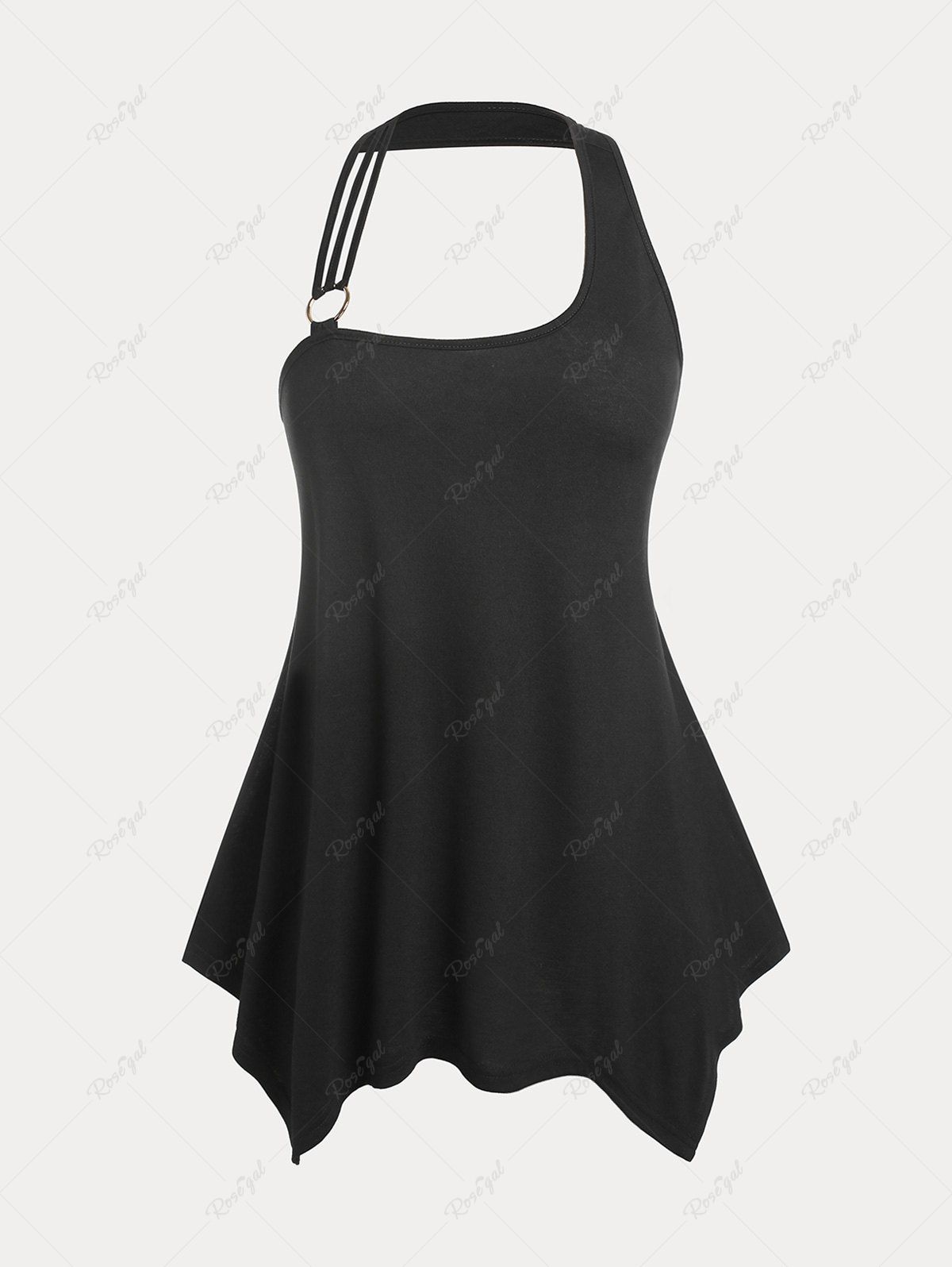 Affordable Handkerchief Skew Neck Backless Plus Size & Curve Tank Top  