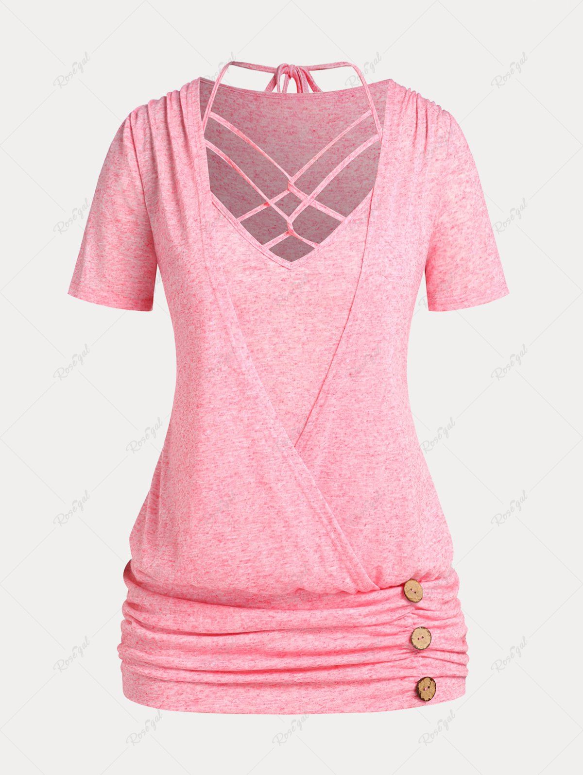 Fancy Crisscross Ruched Plus Size & Curve Blouson T-shirt  