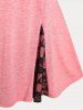 T-shirt Panneau en Dentelle Epaule Dénudée de Grande Taille - Rose clair 