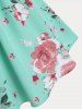 Plus Size & Curve Flower Print Cold Shoulder Ruched Top -  